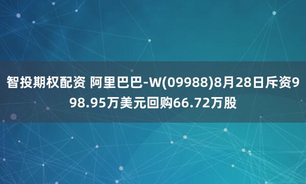 智投期权配资 阿里巴巴-W(09988)8月28日斥资998.95万美元回购66.72万股